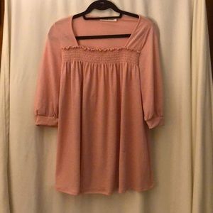 Vine & Love Pink Peasant Top- Medium 3/4 Sleeves